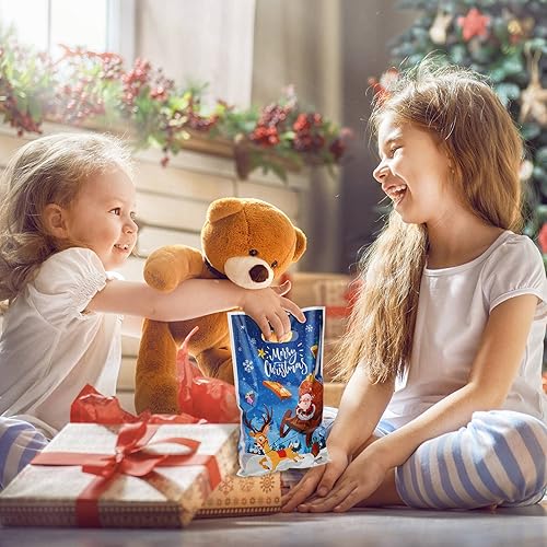 Miniatura 4 de Outus 120 bolsas de regalo de Navidad pequeñas de plástico para aperitivos, bolsas de regalo de fiesta para niños, bolsa de regalo de alce de muñeco
