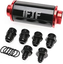 iFJF 58mm Red Filter 100 Micron Cleanable Inline Fuel Filter Mount Universal High Flow Turbo 6AN 8AN 10AN Adapter - coolthings.us
