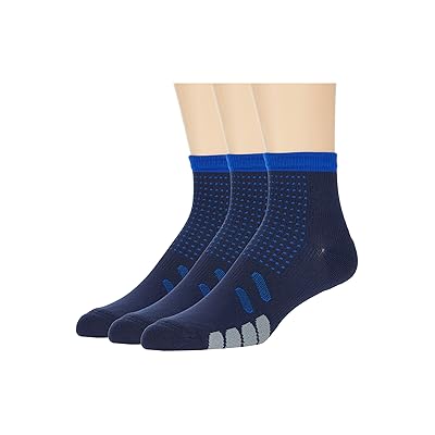 Eurosock Bike Quarter Compression 3 Pack Crew Cut Socks Shoes Navy