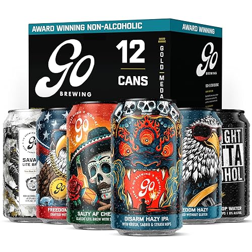 Go Brewing Bebidas artesanales sin alcohol  Paquete de 12 muestras mixtas  Con múltiples sabores, variedades surtidas, cervezas de lotes pequeños