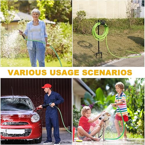 Miniatura 6 de Manguera de jardín de goma de 50 pies x 58 pulgadas, manguera de agua híbrida flexible  Manguera de agua ligera y resistente a prueba de fugas,