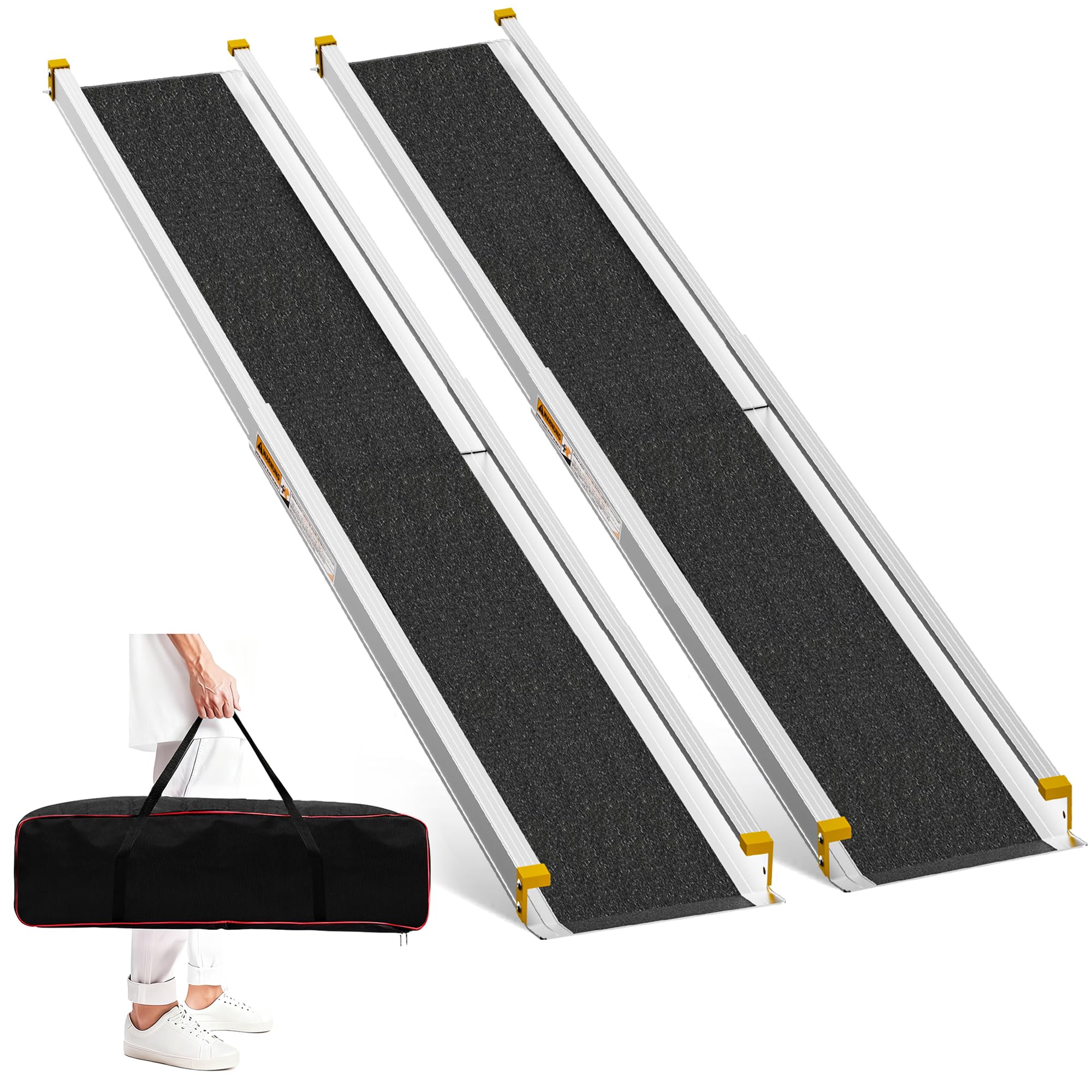 Rampa telescópica ajustable de 6 pies para sillas de ruedas, rampas portátiles para silla de ruedas para escalones, umbral de hogar, puertas con bolsa de almacenamiento, capacidad de 600 libras
