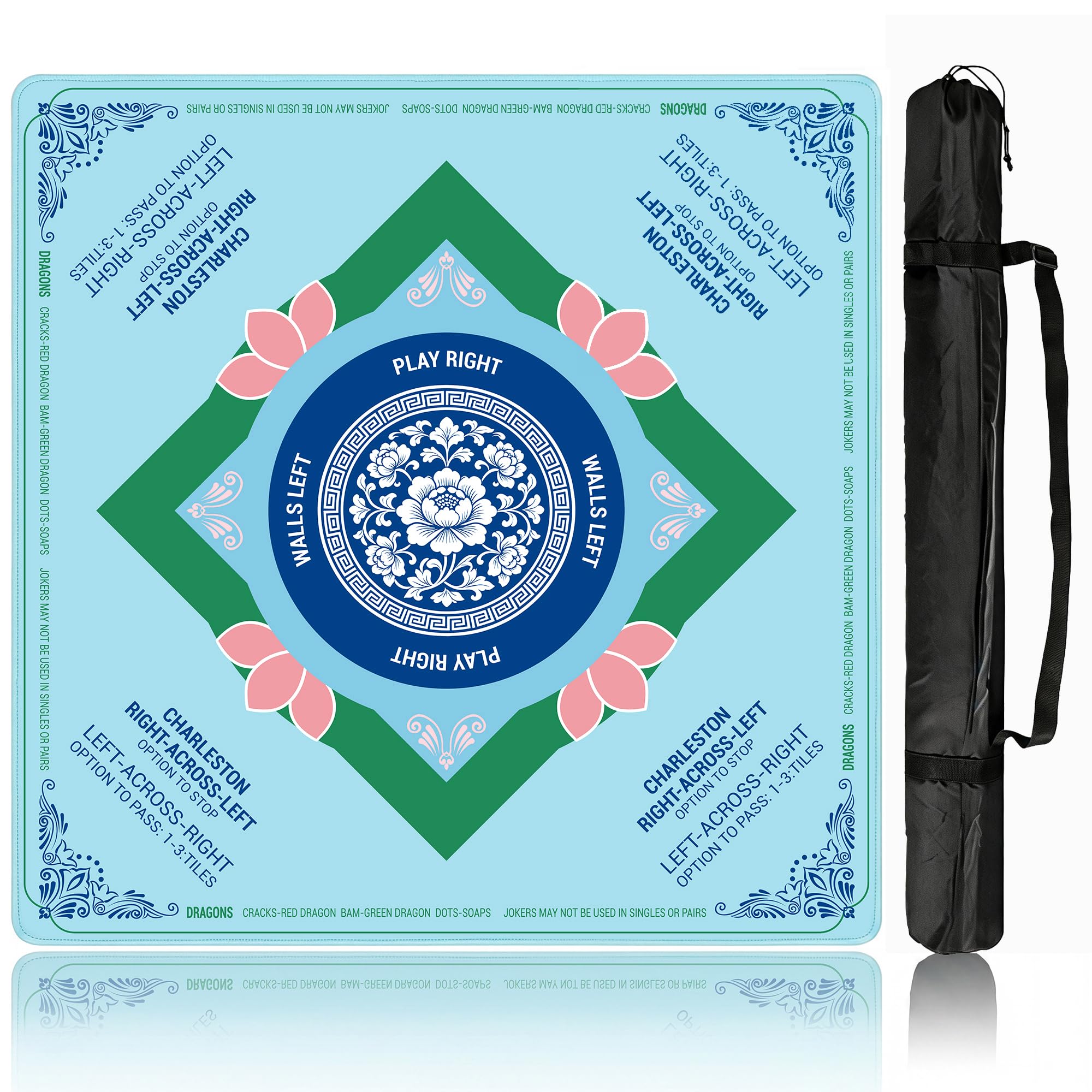 View 1 of ***STOCK PHOTO FOR REFERENCE ONLY*** American Mahjong Mat for Table, 32.4" x 32.4", Mahjong Mat with Rules