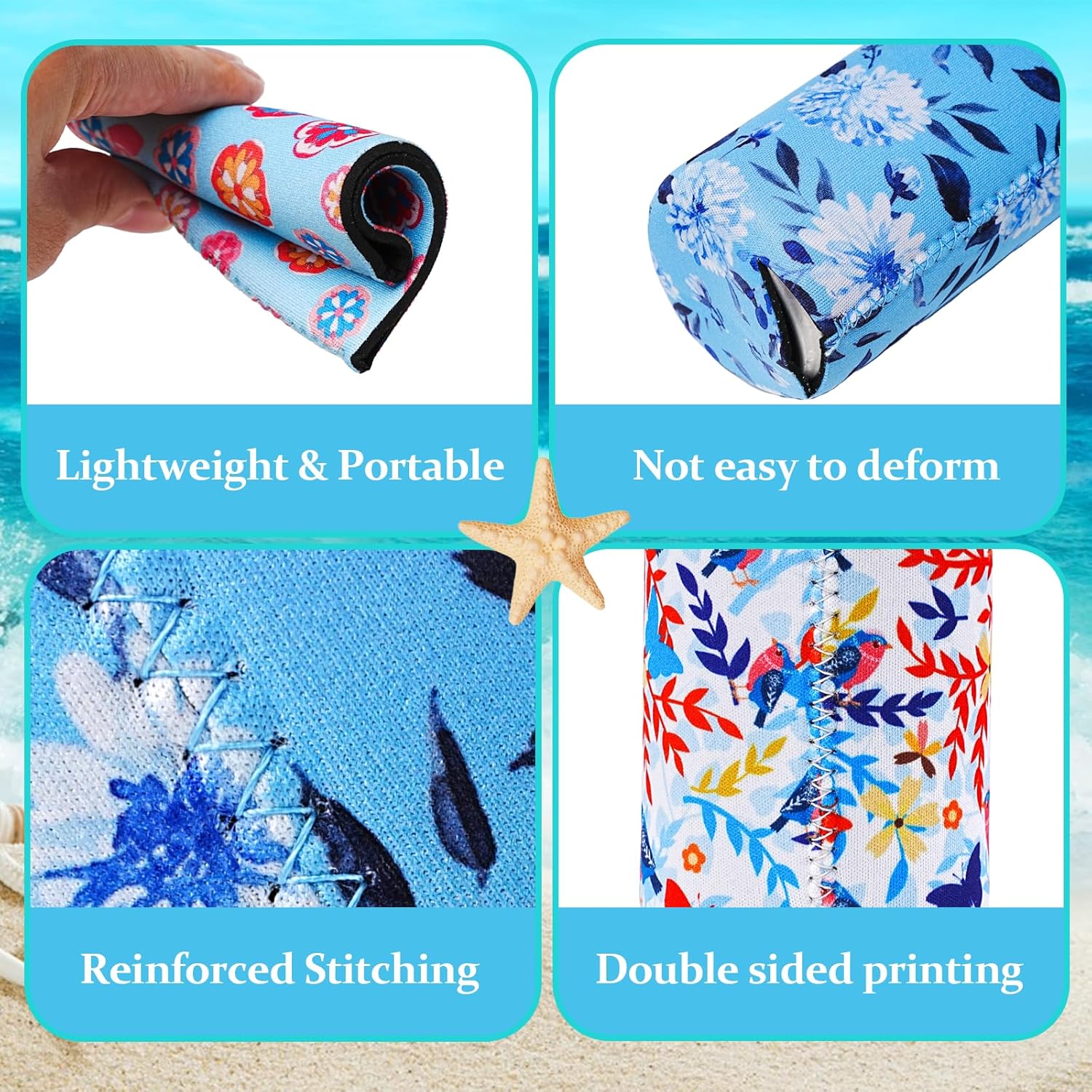 12 Pack Beer Can Coolers Sleeves Neoprene Drink Cooler Sleeves,for Standard 12 Ounce Cans Beer Coolers for Parties, Events or Gift (Small floral style) - Image 4