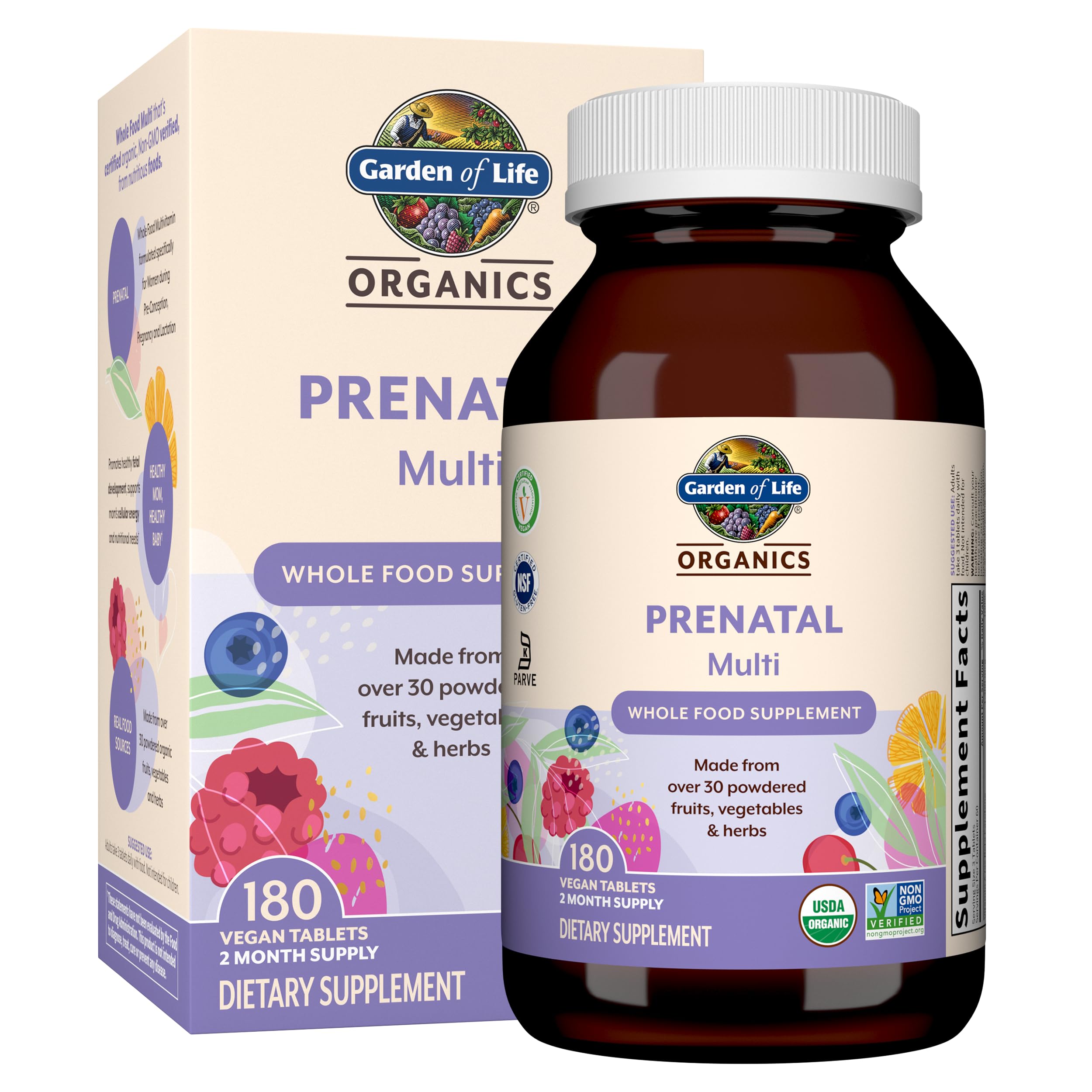 Garden of Life Organics Prenatal Multivitamin, Folate, B6, B12, D3 & Iron, Energy & Fetal Development Support, Non-GMO, Vegan, 30 Servings — Amazon image 9