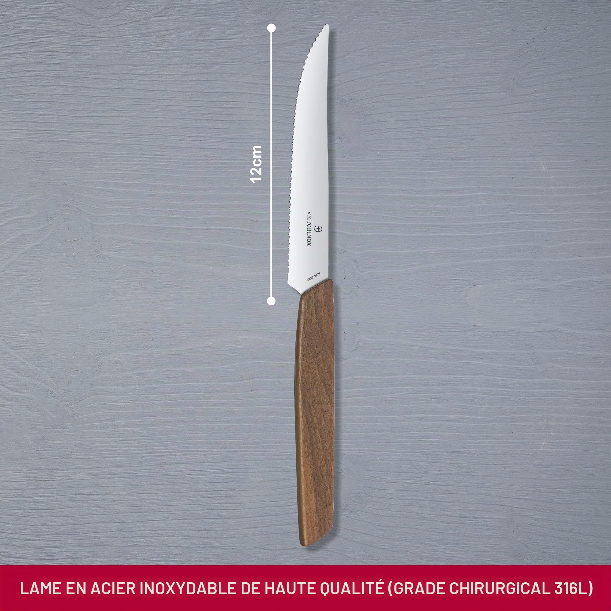 Victorinox Swiss Modern Set de Couteaux à Steak, 2 Pièces, 12 cm, Brun