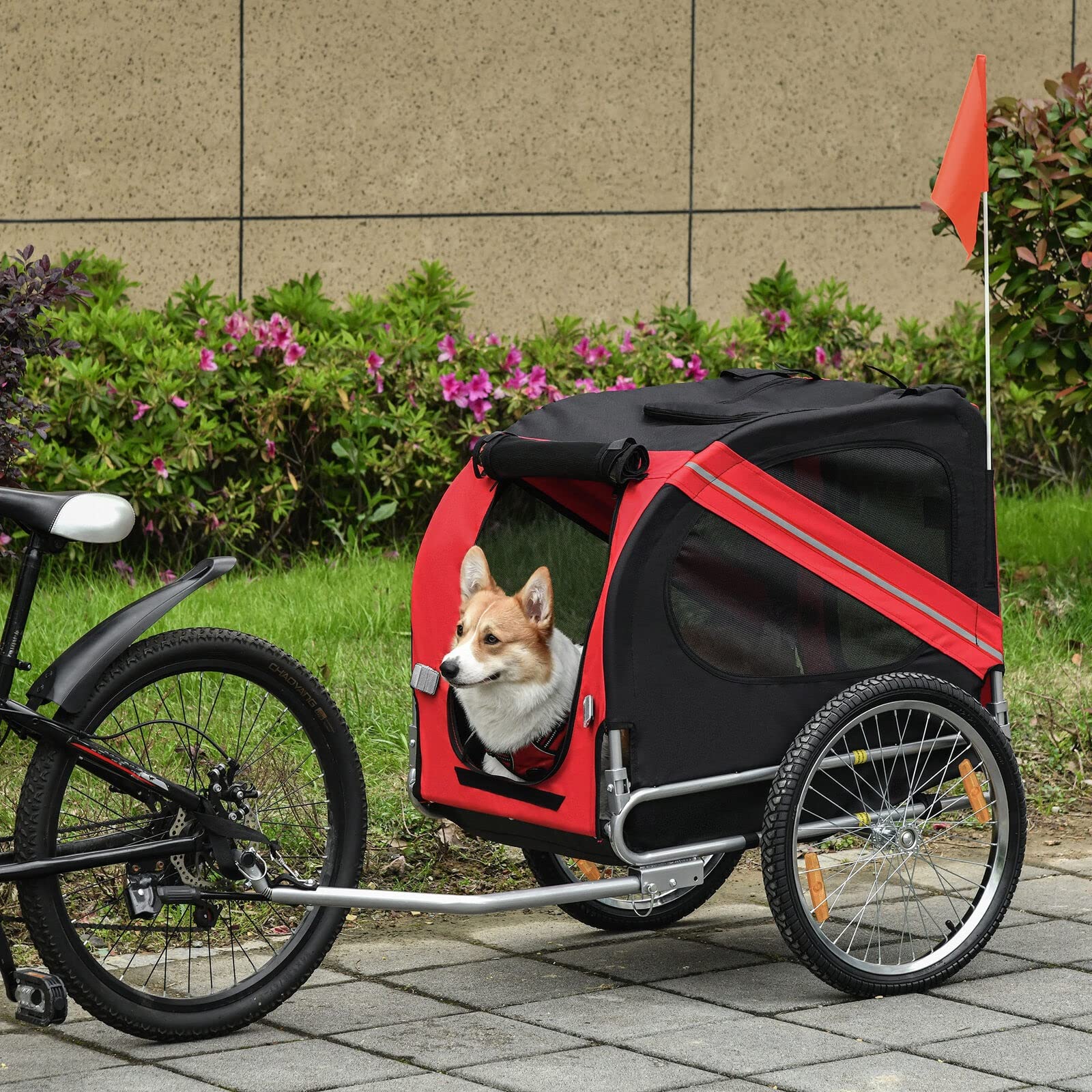 FAXIOAWA Passeggino da Jogging per rimorchio per Bicicletta per Cani con Telaio in Acciaio per Bici per Animali Domestici con/Pieghevole