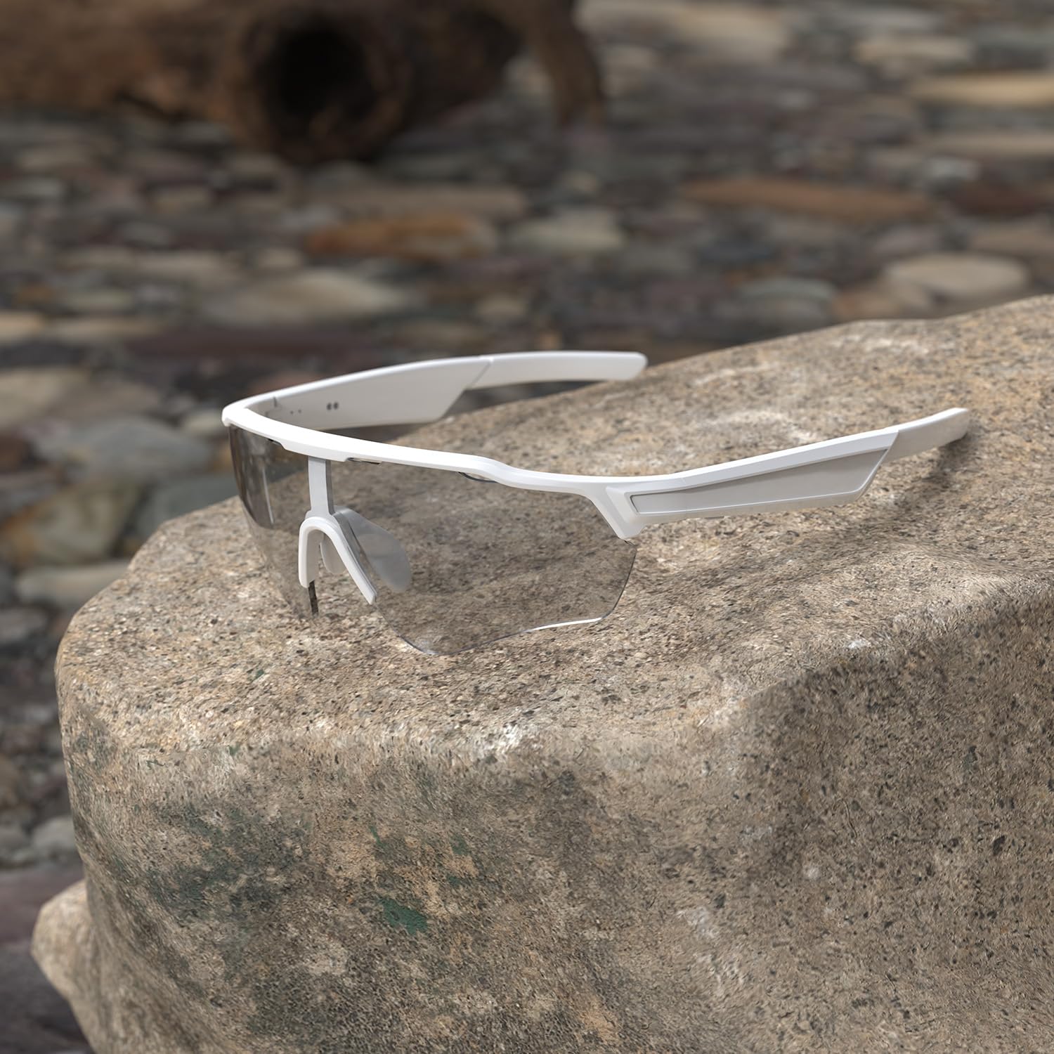 Home Lunettes de soleil Bluetooth pour homme avec haut-parleur, lunettes audio sans fil avec appels mains libres et musique, protection UV400, IPX5 pour sports et activités de plein air - Blanc