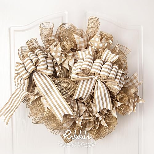 Miniatura 5 de Ribbli 2 rollos de cinta de malla metálica blanca con lámina plateada y tira de purpurina, cinta de Navidad para árbol de Navidad, guirnaldas,