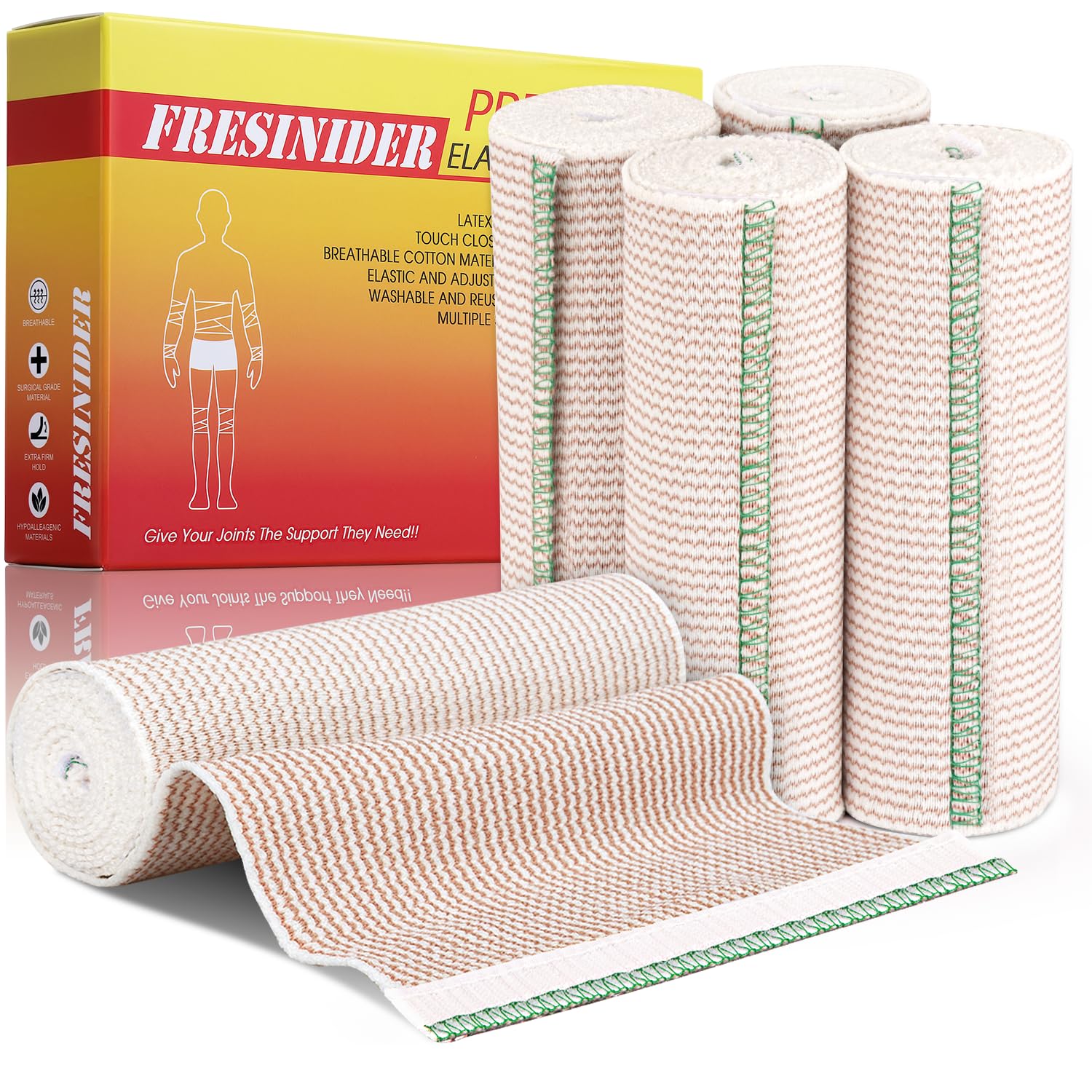 FRESINIDER Premium Elastic Bandage Wrap 3 Inch, 4 Pack, Hook and Loop — Amazon image 8