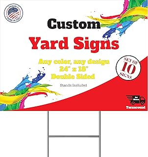 10 Custom Yard Signs With Stakes - Fully Customized 24x18 Double Sided Lawn Signs Made From Thick Corrugated Plastic - Printed With UV To Give The Highest Printing Quality And Durability!