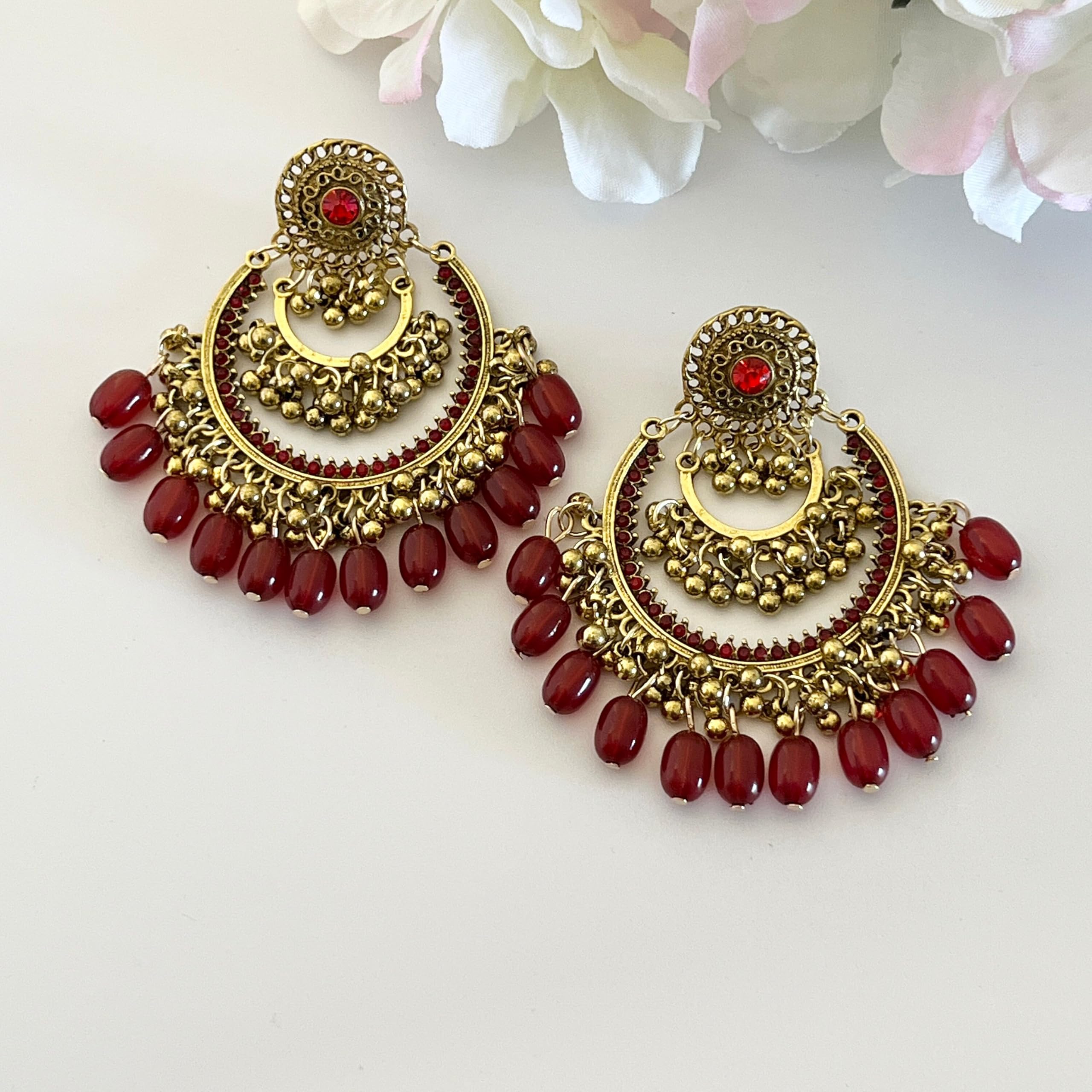 Traditional Pearls Beaded Dangle Earring For Women-|J,4,Skyblu heart Big,A-picture-47