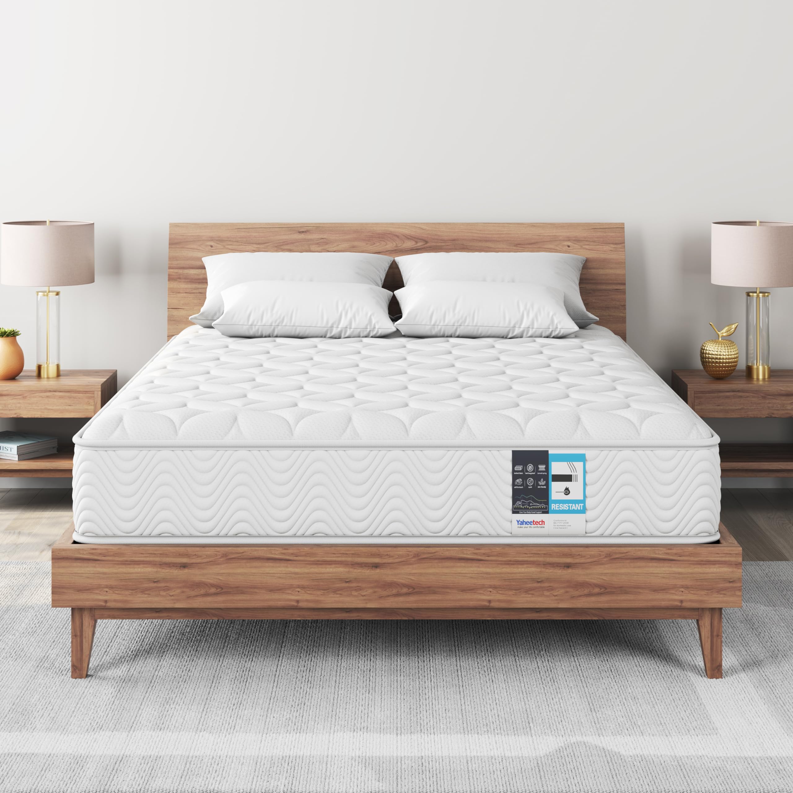 Yaheetech Materac ze sprężynami kieszeniowymi 140 x 200 cm, grubość 23 cm, 7-strefowe wsparcie, gruby materac do spania, o dużej gęstości, pianka z pamięcią kształtu, oddychająca, ergonomiczna