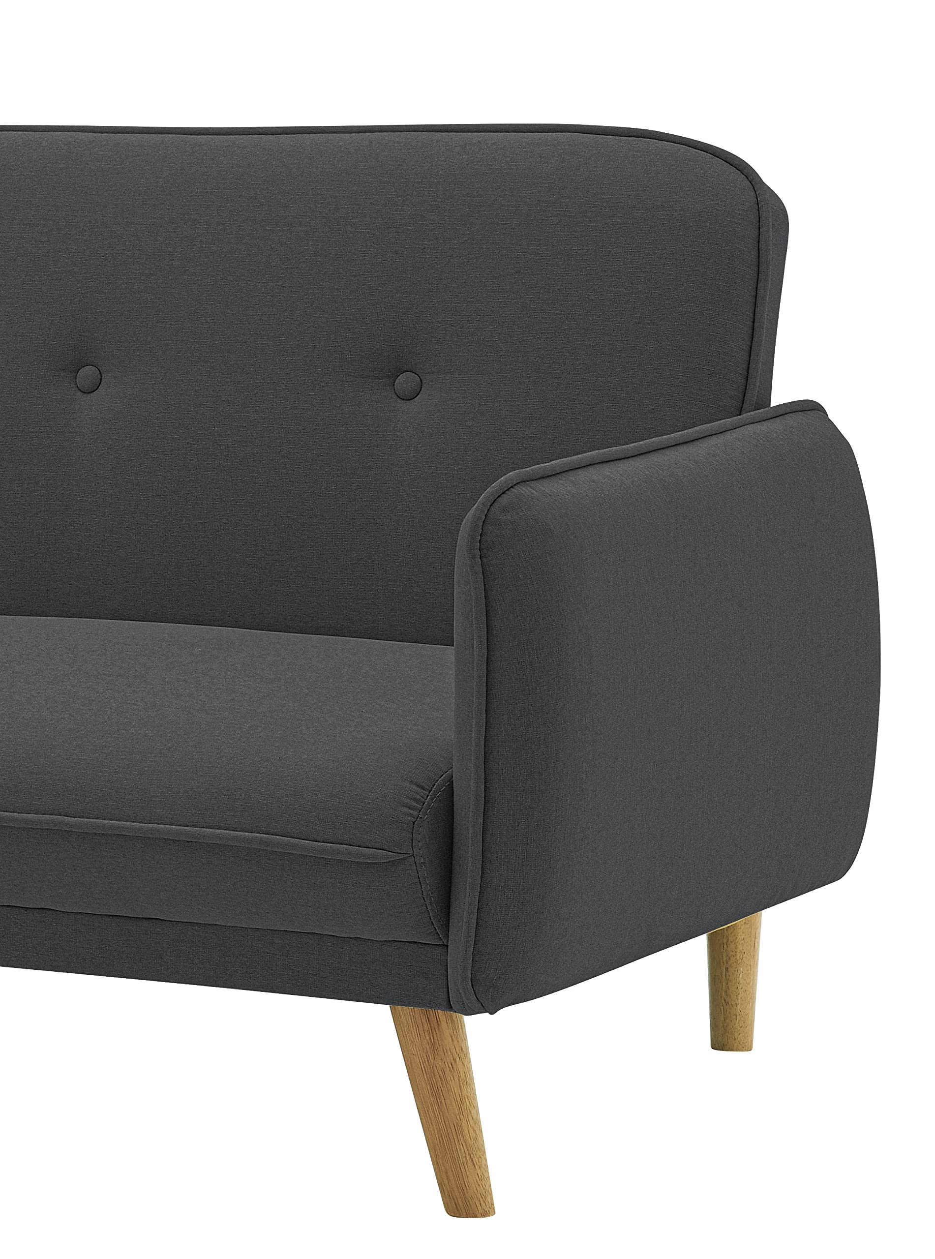 AVANTI TRENDSTORE Divano Funzione Letto 2 Posti Pedros in Microfibra, Antracite, 188 x 80 x 85 cm