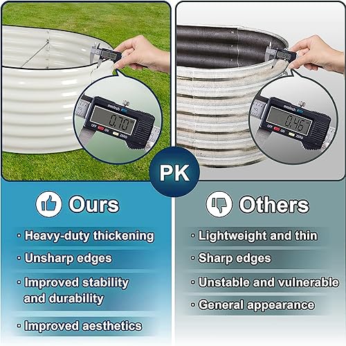 Miniatura 7 de GAOMON Cama de jardín elevada beige de 8 x 4 x 2 pies, maceta galvanizada grandes cajas elevadas de metal con bordes de seguridad y guantes para