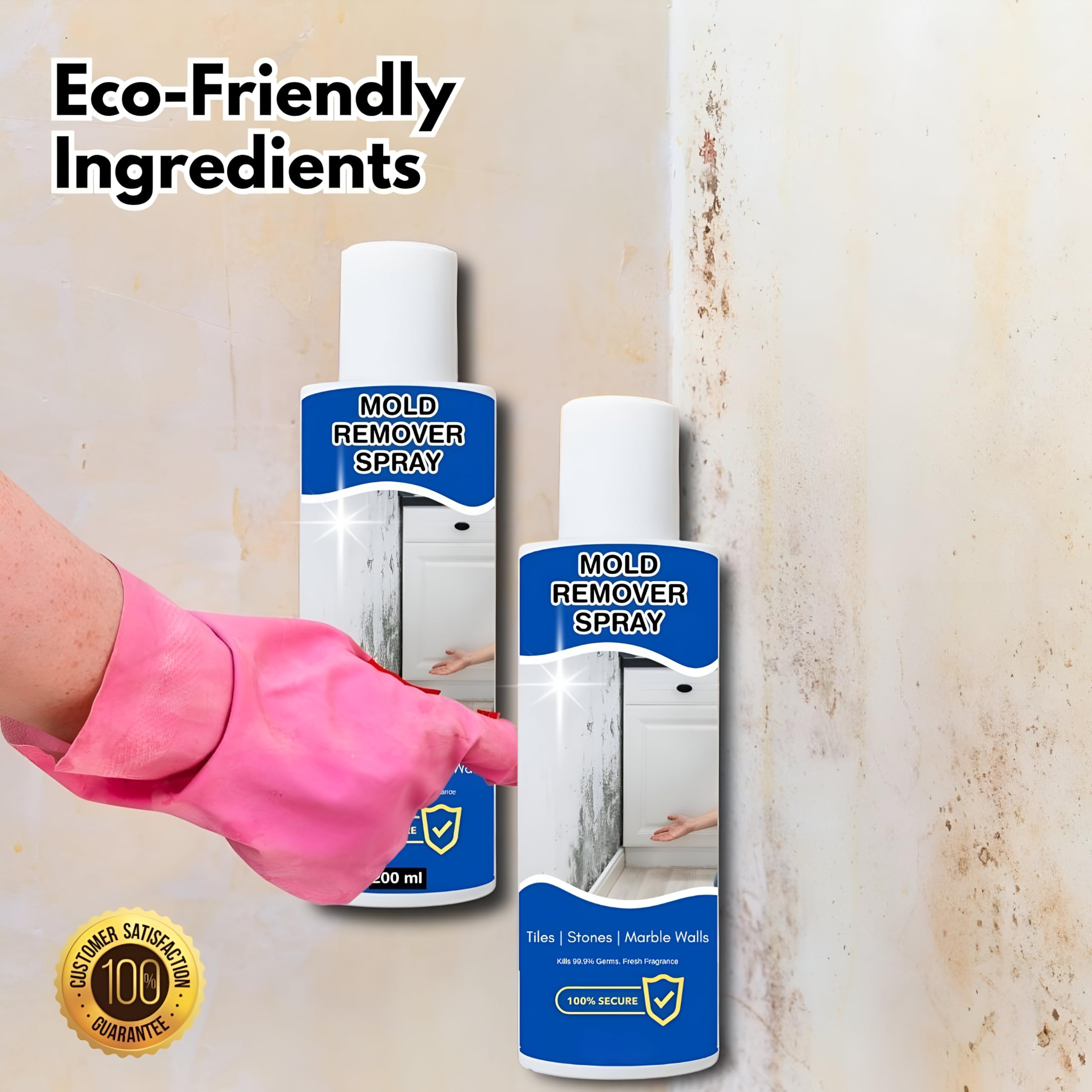Mold Removal Spray - 100ml - Fast Acting & Effective on Walls, Ceilings, Tiles & Bathroom Surfaces - Removes Stubborn Mold 1