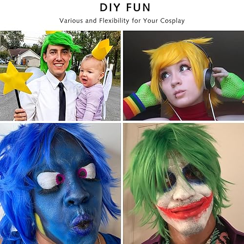 Miniatura 5 de Rose bud Peluca de anime de Halloween naranja oscuro para fiesta de cosplay, pelucas de pelo corto sintético en capas con flequillo, pelucas pastel