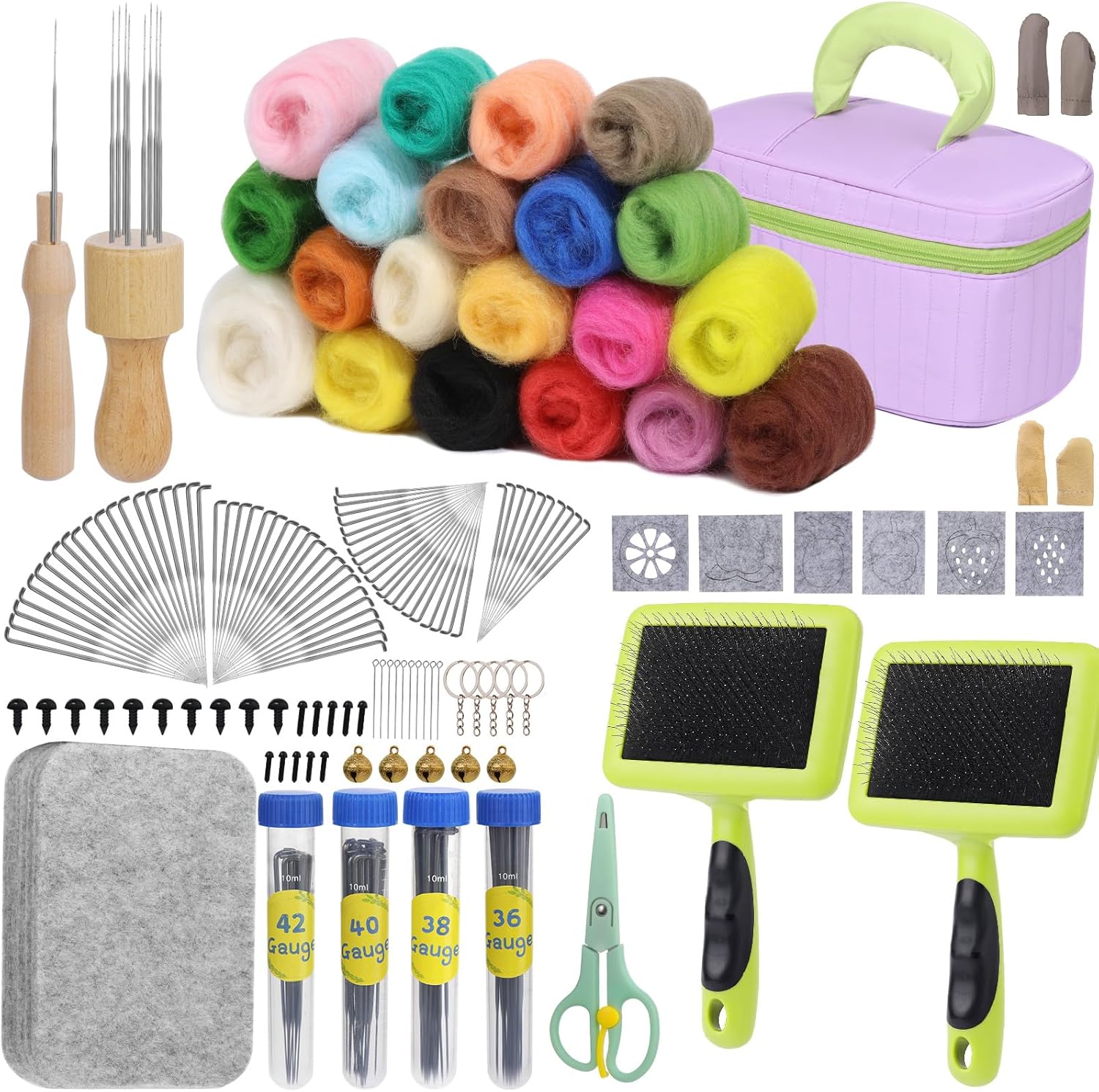 SOCNITC Needle Felt Kits for Beginners with 2Pcs Wool Carders