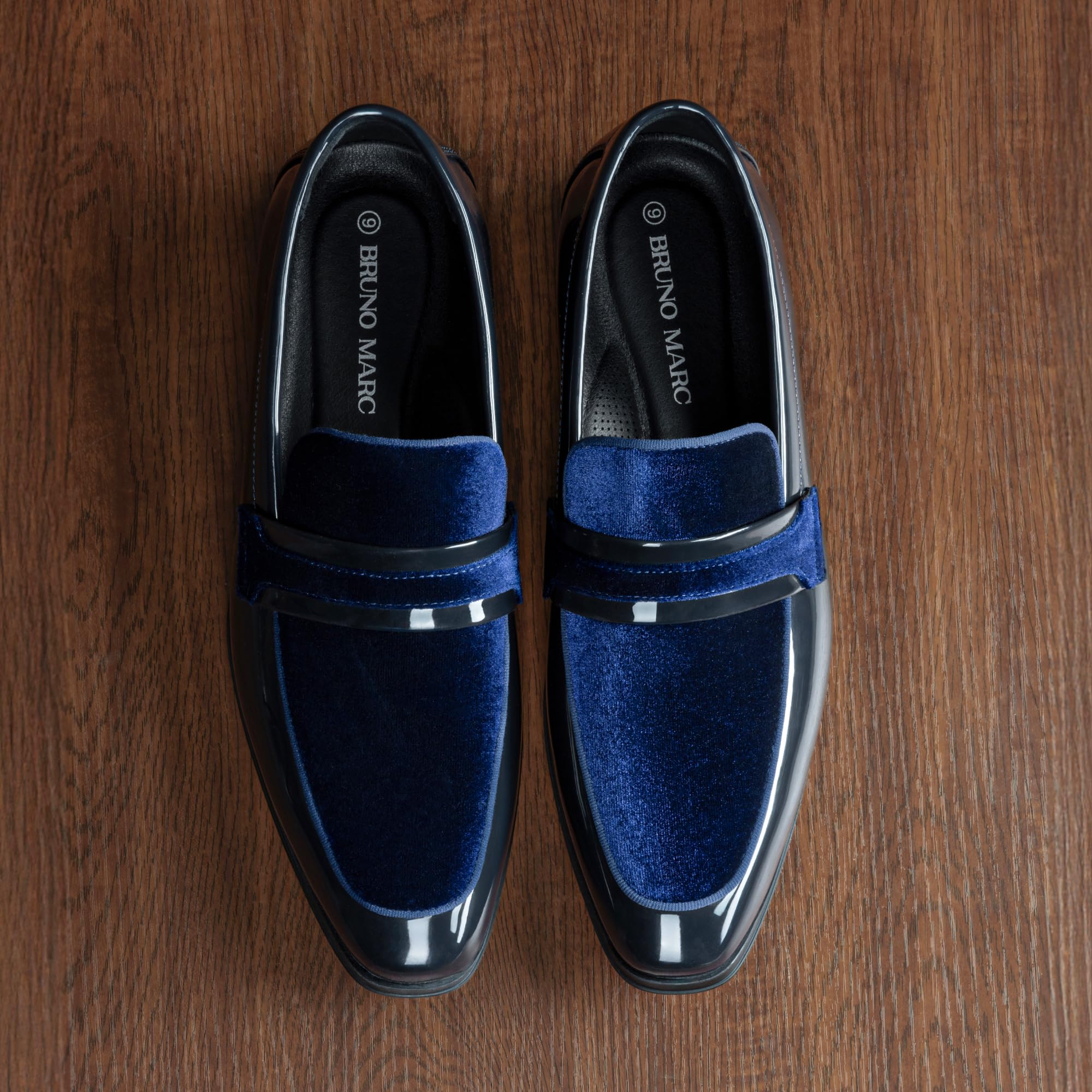 Bruno Marc Mocassini Tuxedo Classici da Uomo in Velluto Slip on Elegante Patent Scarpe