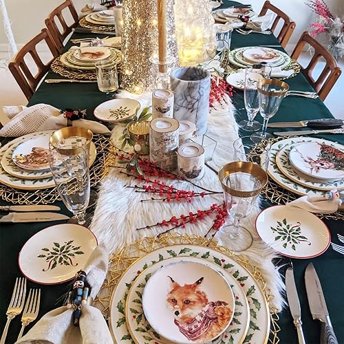 Miniatura 3 de Juego de 12 manteles individuales tejidos, decoración de mesa de comedor, centro de mesa, decoración de mesa, platos de cargador, manteles