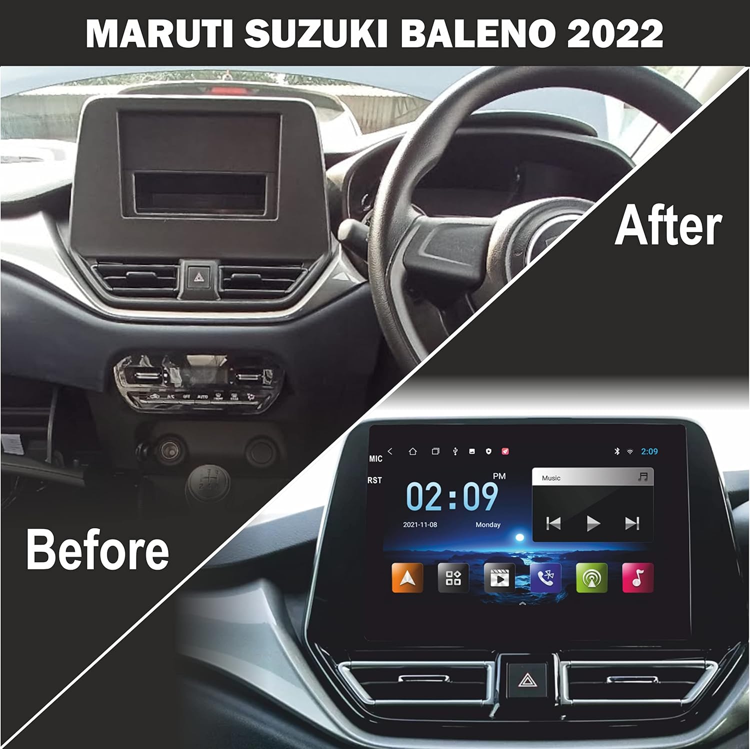 Trony 9 Inches Advanced Car Radio Receiver Android 10 System for Maruti Suzuki Baleno 2022 with 2GB/32GB RAM & ROM with SWC