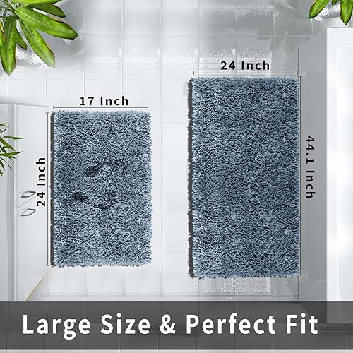 Miniatura 169 de Yimobra Juego de 2 alfombras de baño, alfombra de baño suave y absorbente y alfombra de inodoro en forma de U con respaldo antideslizante, alfombras