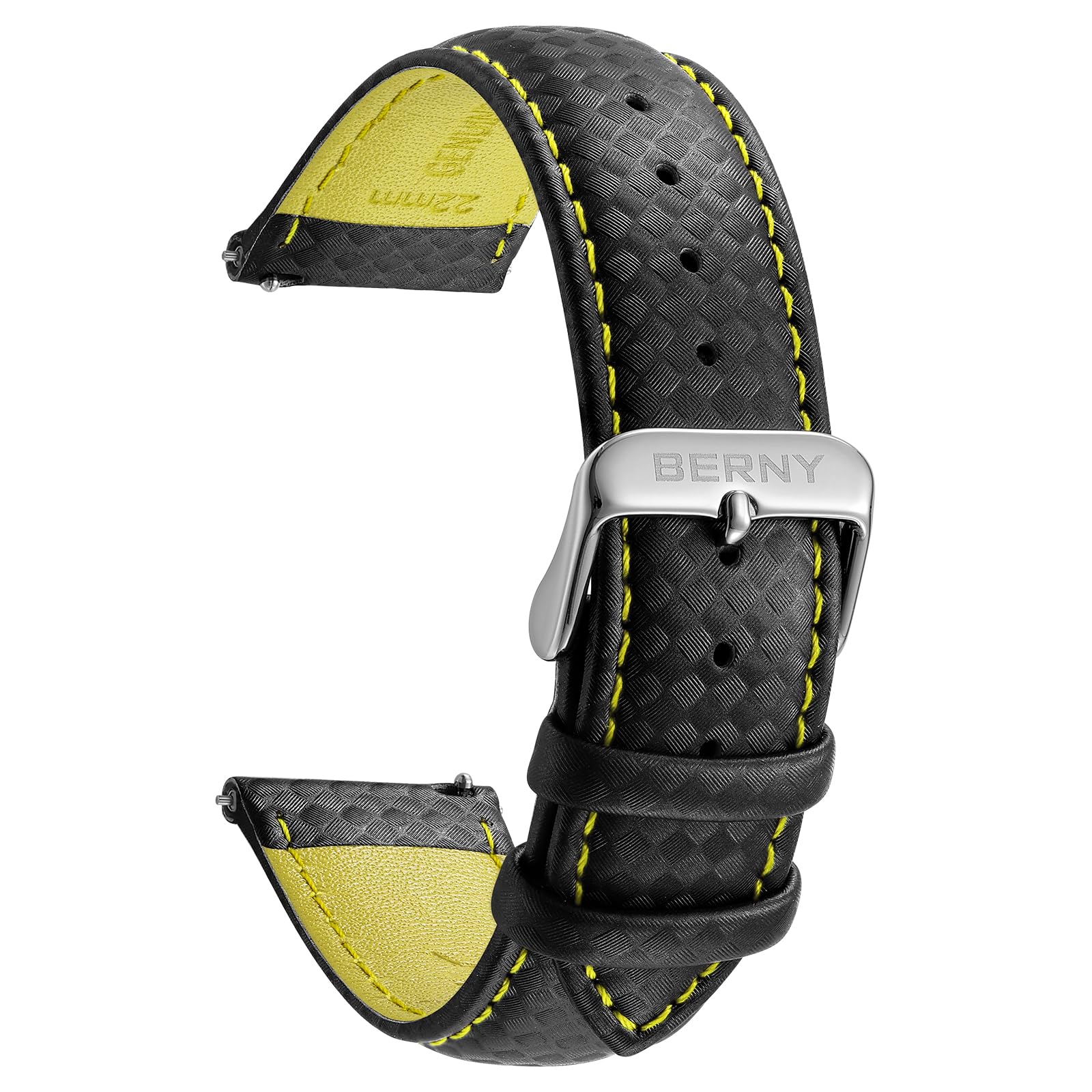 BERNY Quick Release Echtleder Uhrenarmband Modisches Raster Muster Weiches Leder Uhrenarmband für Männer und Frauen-20mm,22mm