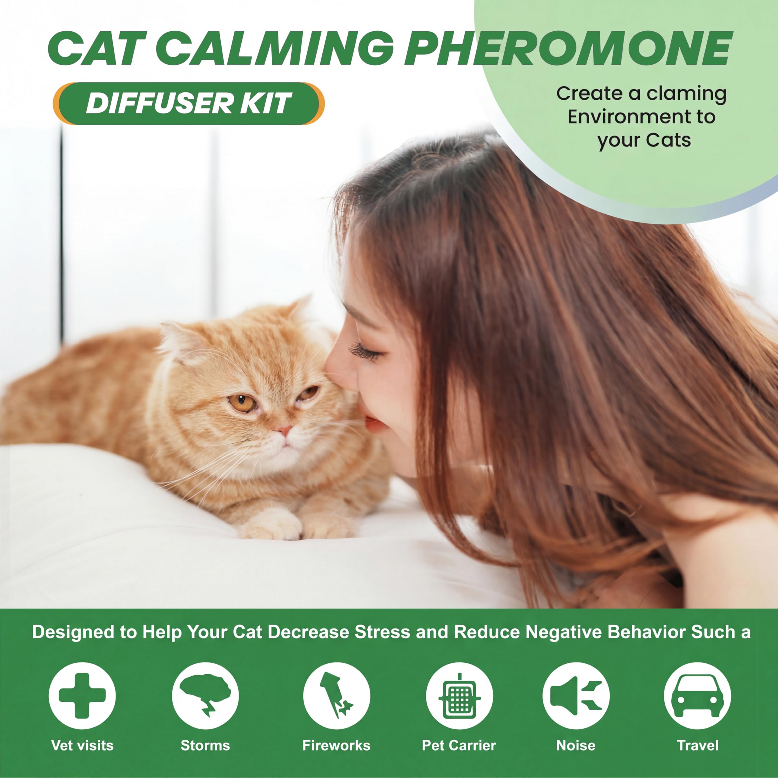 Cat Calming Diffuser 48ml Cat Calming Refill for Pheromone Diffuser Vet-Recommended Diffuser Refill for Cat to Reduce Anxiety, Fighting, Aggression, Scratching Cat Pheromone Diffuser (3 Pack) - image 2