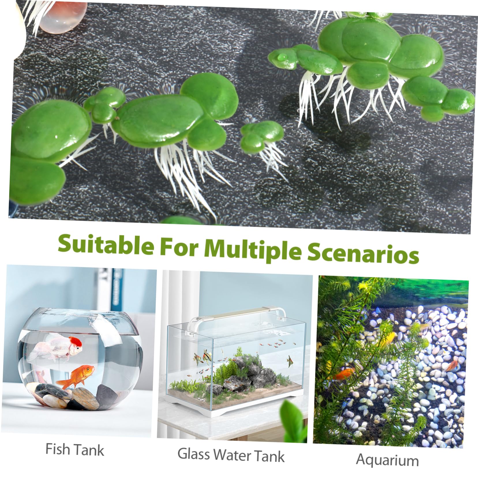 4paquetes Planta Acuática Simulada De Lenteja Artificial para Decoración De Acuarios Flores De Plástico Verde Flotantes para Tanques De Peces