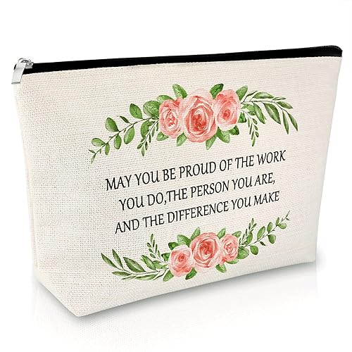 Sfodiary Bolsas de maquillaje de regalo de agradecimiento, regalo inspirador para mujeres, bolsa de cosméticos, apreciación para empleados