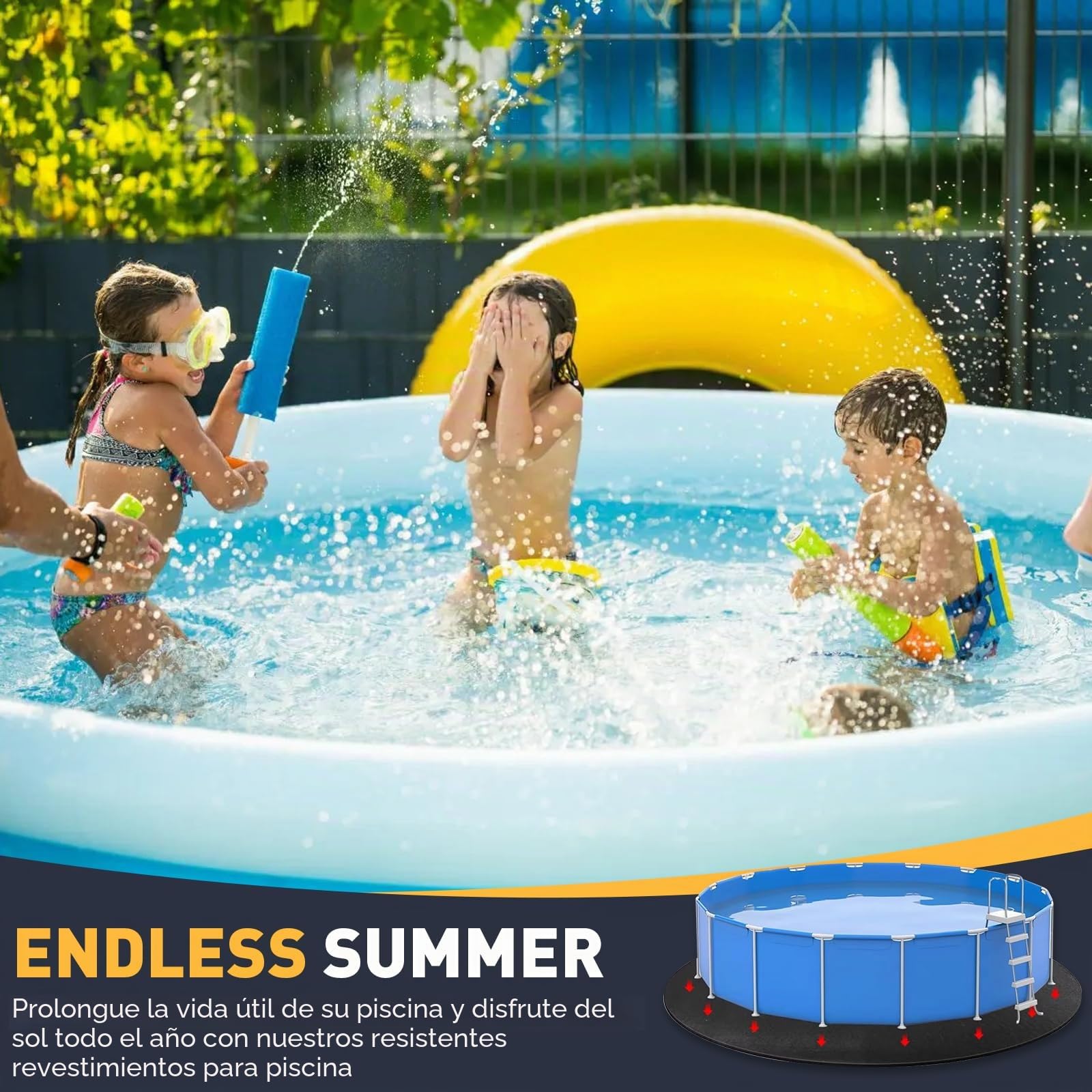 Base redonda para piscina, base antideslizante de 500 cm de diámetro, esterilla de protección del suelo plegable, lona de suelo para piscinas, jacuzzi, aislamiento de piscina al aire libre (500