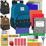 12 Pack Bulk Backpacks with Stationery Supplies, 45 Pc. Supply Filled Backpack Kits in Bulk