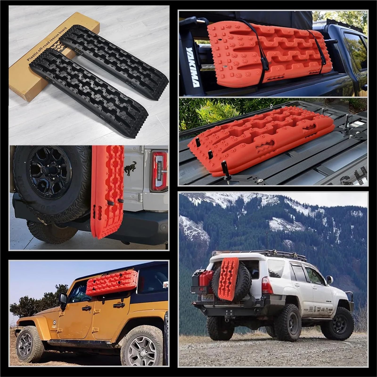 Tavola di trazione per il soccorso stradale, Rampa antiscivolo for rilascio pneumatici da 2 pezzi 104x27 cm Tavole di trazione Tappetino for cingoli recupero(Red)
