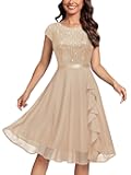 Women's Elegant Glitter Sequin Ruffle Style Cocktail Prom Dress