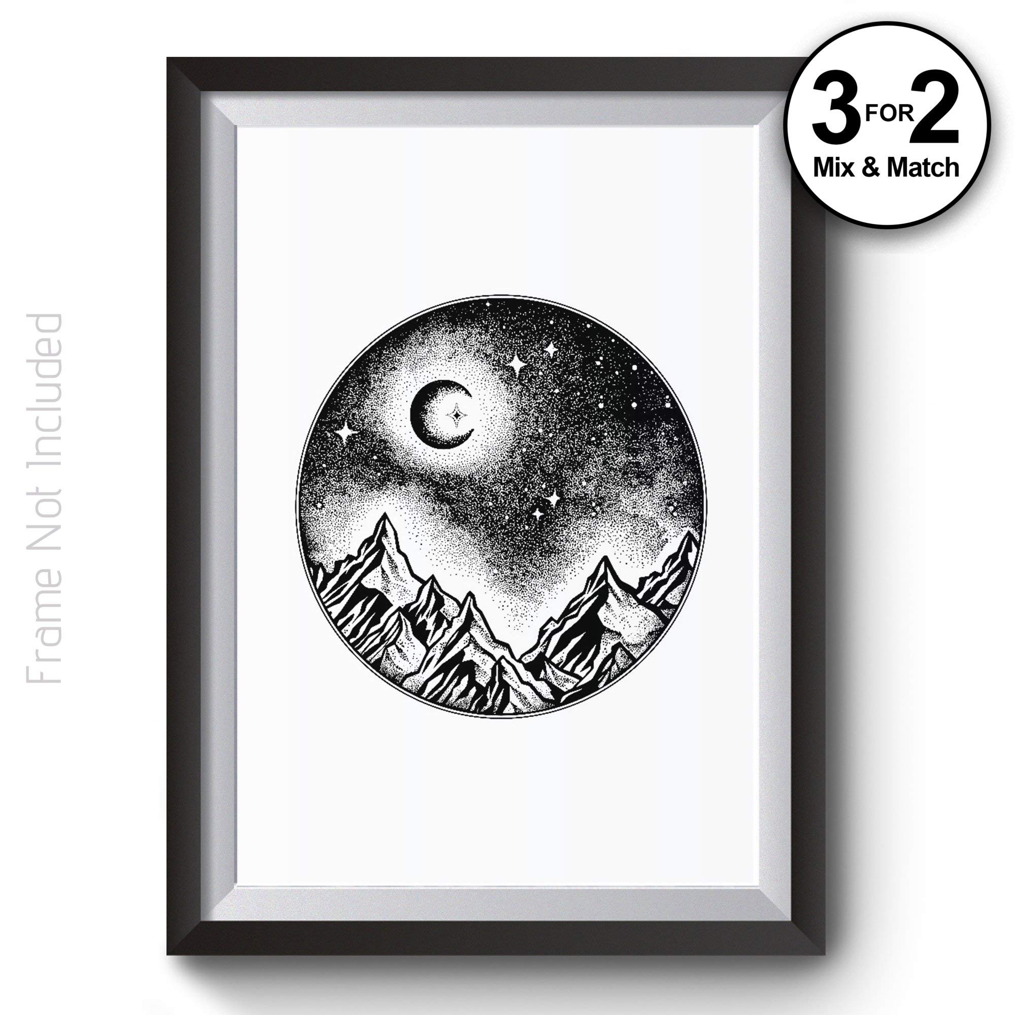 Buy Black And White Landscape 100 Cotton Wall Art Print Night Sky