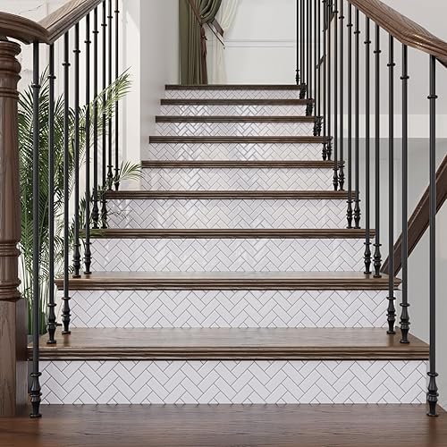 Miniatura 7 de CRE8TIVE 4 hojas de azulejos de espiga blanca para despegar y pegar para cocina, 12 x 12 pulgadas, azulejos autoadhesivos para azulejos de pared