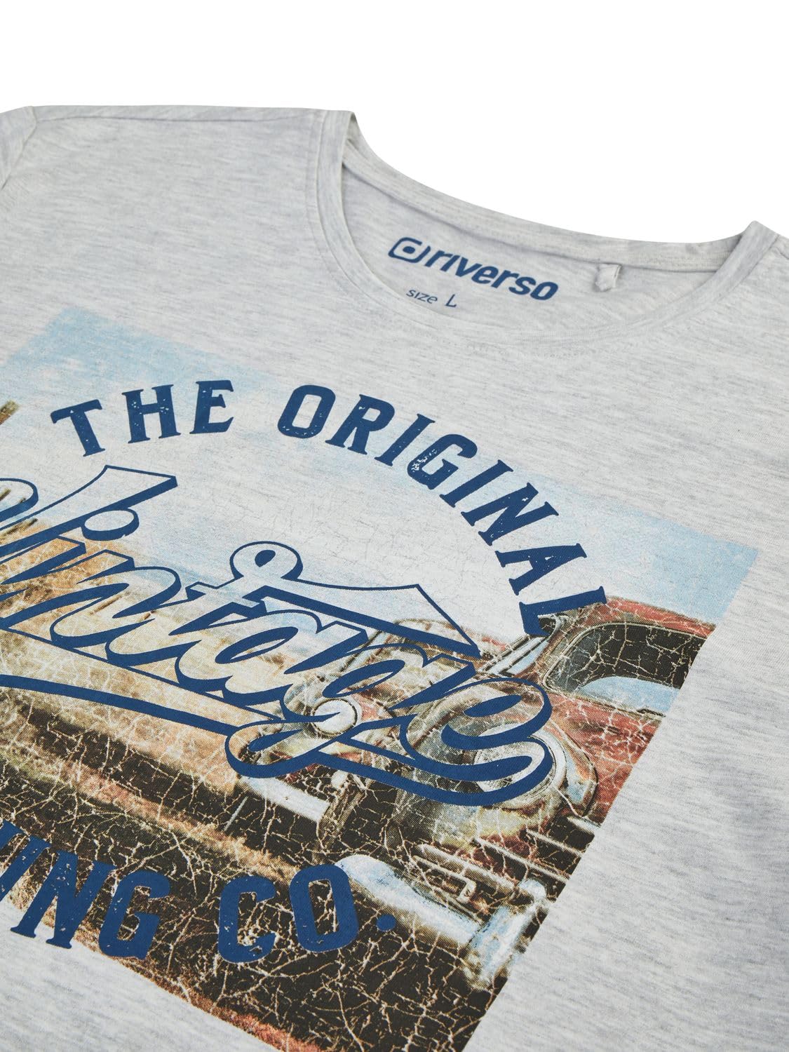 riverso RIVLukas T-Shirt męski, 4-pak, nadruk fotograficzny, okrągły dekolt, krótki rękaw, regularna bawełna, niebieski, zielony, biały, szary, żółty, turkusowy, S, M, L, XL, XXL, 3XL, 4XL, 5XL