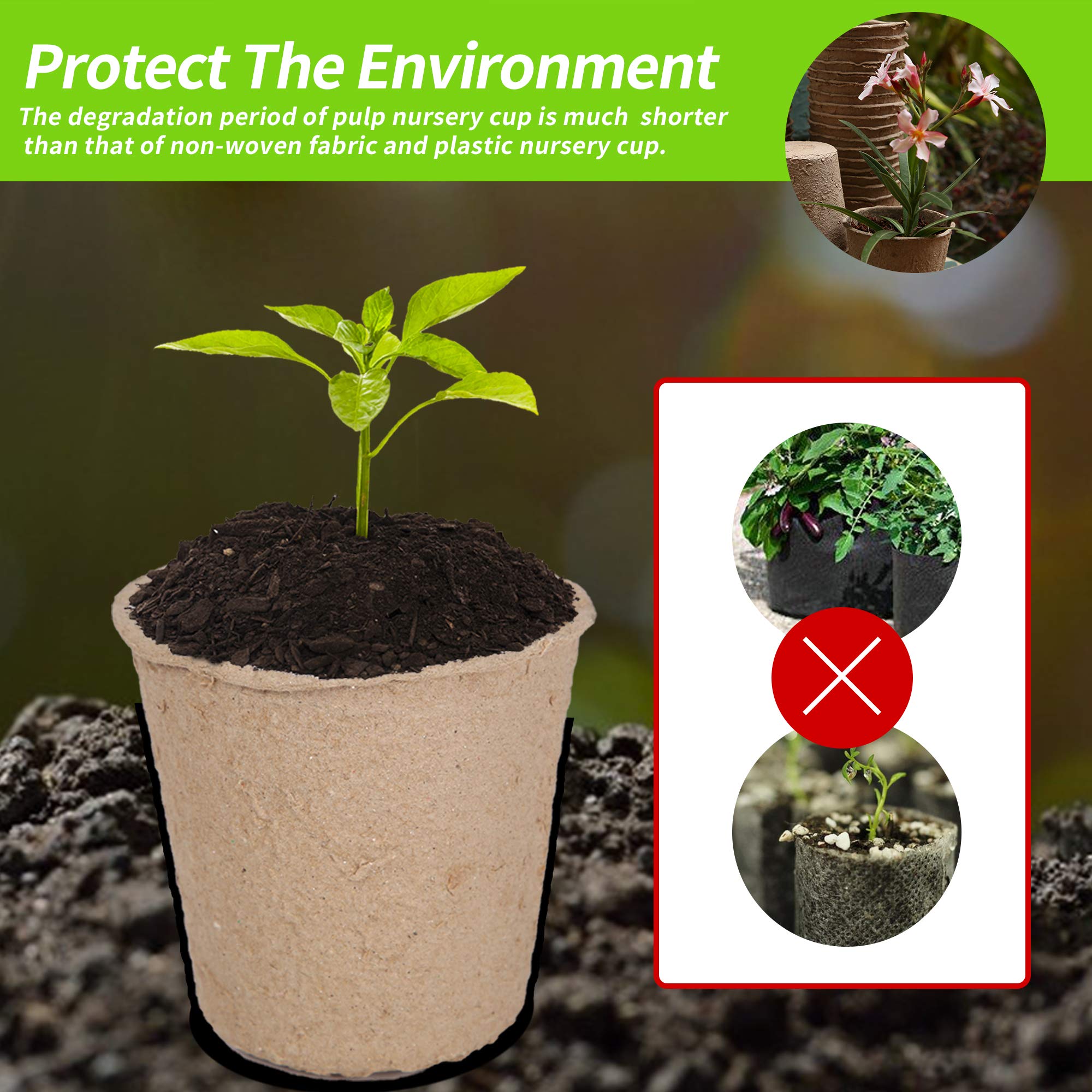 30 Pots De Semis Biodégradables 8cm - Kit Jardinage Avec Étiquettes - Fibre Naturelle Pour Graines