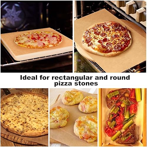 Miniatura 7 de 100 piezas de papel pergamino de piedra de pizza rectangular, papel de hornear piedra de pizza para horno y parrilla para mantener la piedra limpia,