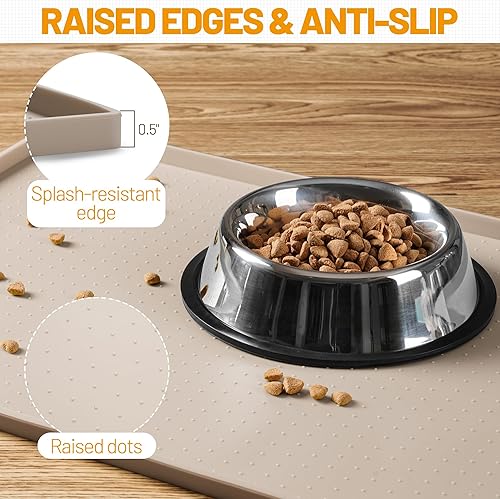 Miniatura 24 de Hubulk Tapete de alimentación para perros, 100% impermeable, de silicona de grado alimenticio, mantel individual para alimentos y agua