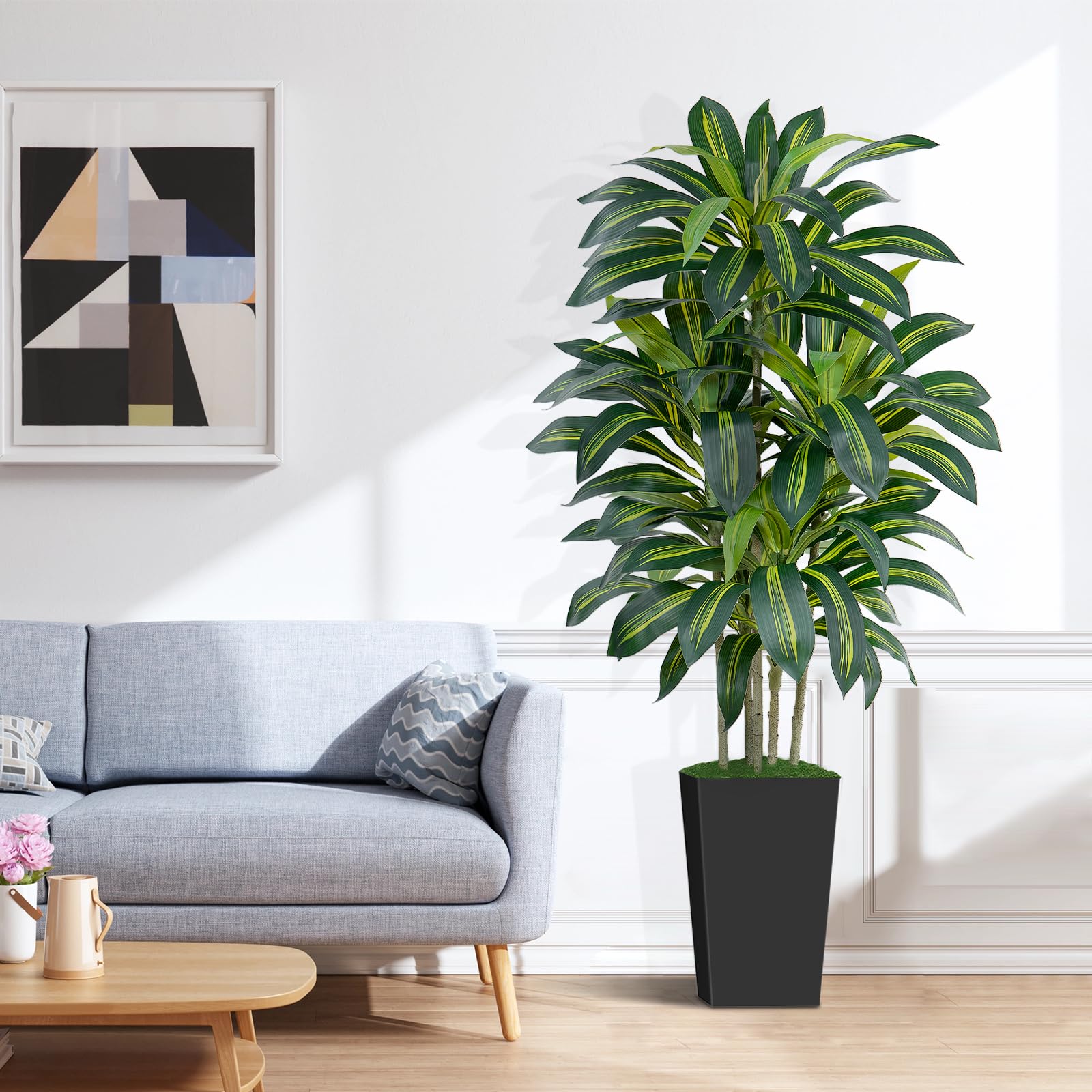 Arbol Artificial Dracaena con Pot Negro,150cm Planta Artificial Interior Alta y 105 Hojas,Árbol Artificial para Interior Exterior Oficina Dormitorios Salón Decoración Moderna