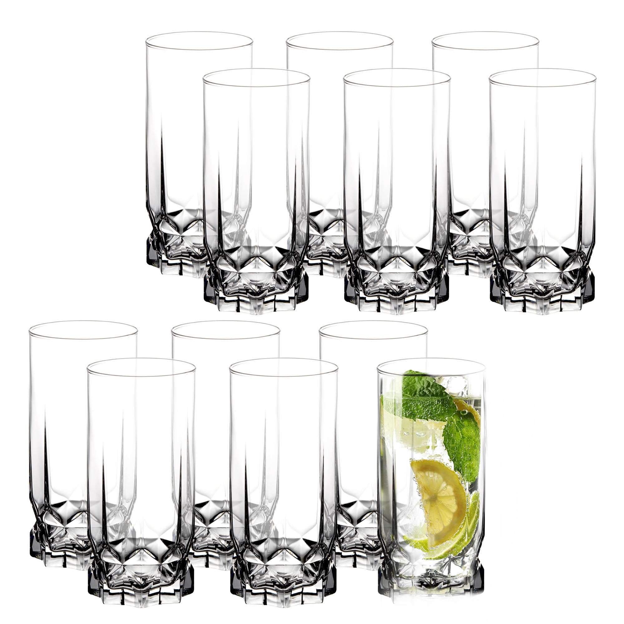 KADAX Verres à Boire pour Toutes les Occasions, Verres Transparents pour Jus, Cocktails, Eau et Soda d'une Élégance Incomparable (325 ml, Lot de 12)