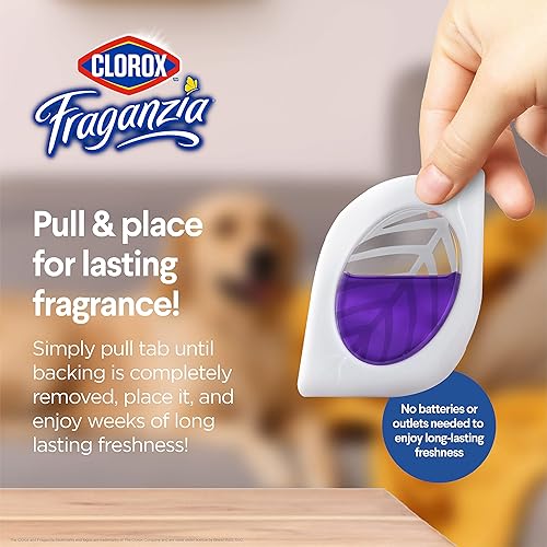 Miniatura 3 de Clorox Fraganzia Ambientador de aire para habitaciones pequeñas en lavanda con eucalipto para despegar y colocar sin enchufe sin baterías para