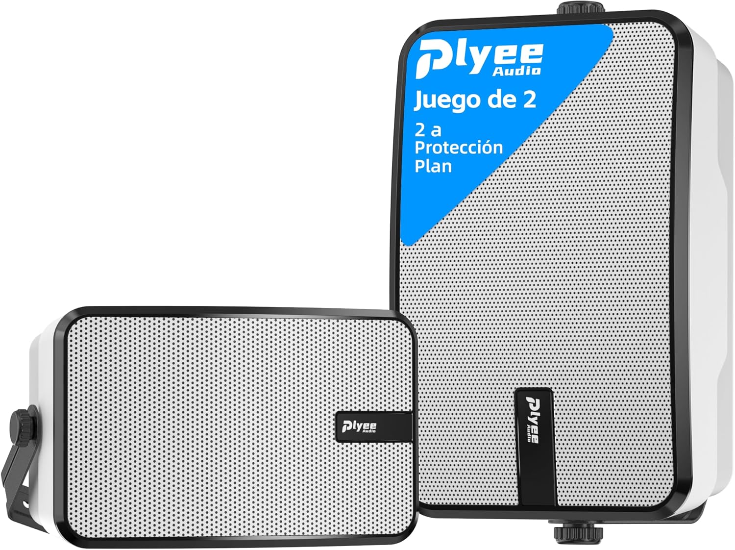 Altavoces Bluetooth 400W Exteriores, Graves Potentes, Sincronización Inalámbrica con 100 Altavoces, Montaje en Pared para Patio, Porche, Gazebo, Par, Blanco(MZ-621)