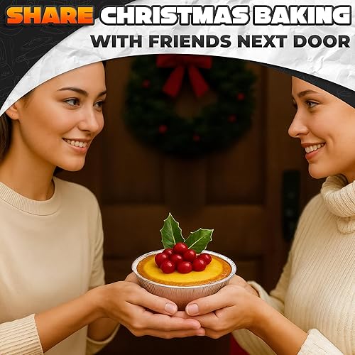 Miniatura 8 de Moldes redondos de aluminio para tartas Paquete de 50 moldes de aluminio reutilizables de Navidad de 6 pulgadas Apilables, resistentes a la grasa