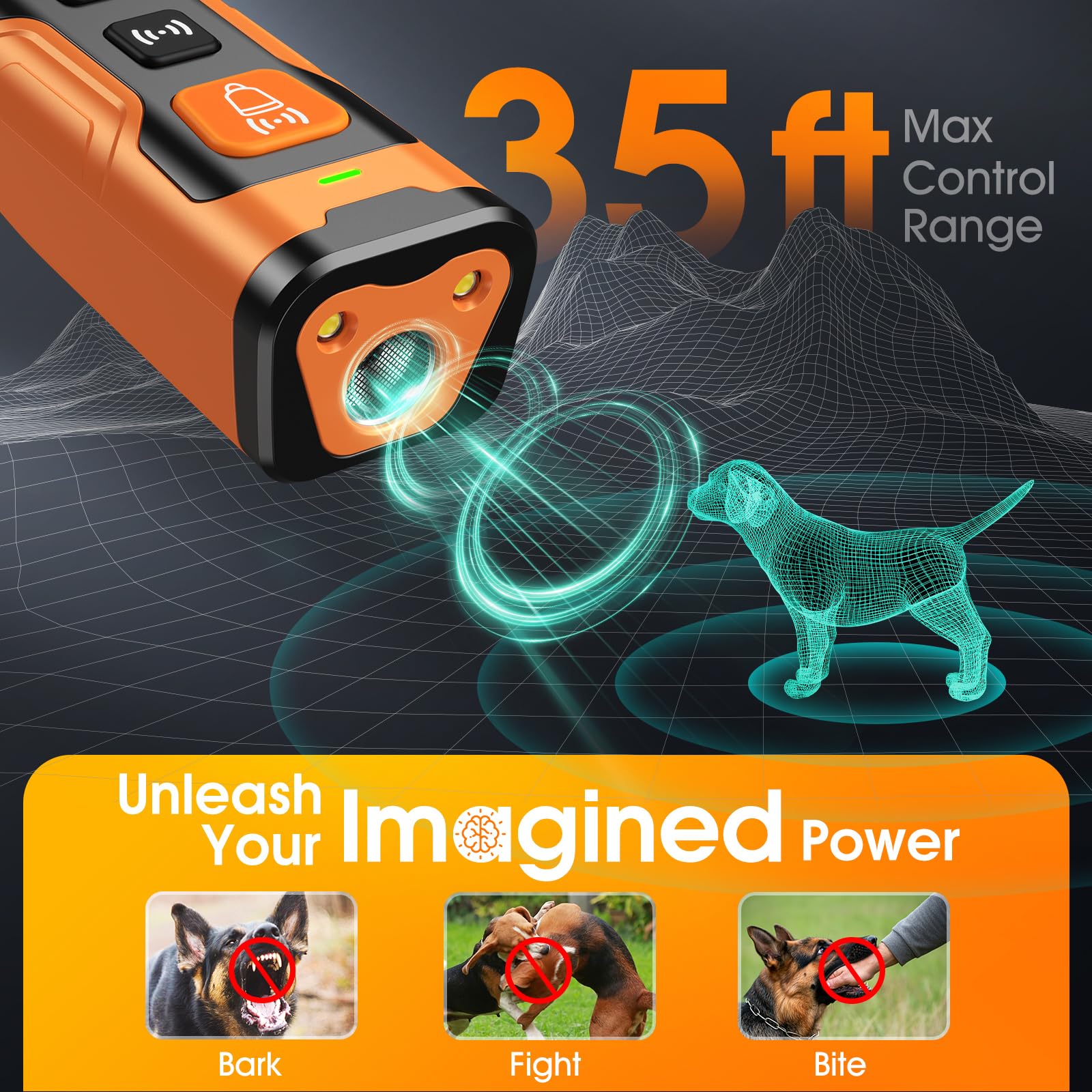 Stop Dog Barking Fast & Safely, Ultrasonic Bark Deterrent for Indoor Outdoor Use, Anti Barking Device for Dogs with 4 Modes, 35ft Range, Easy to Use No Bark Device for a Quieter Home