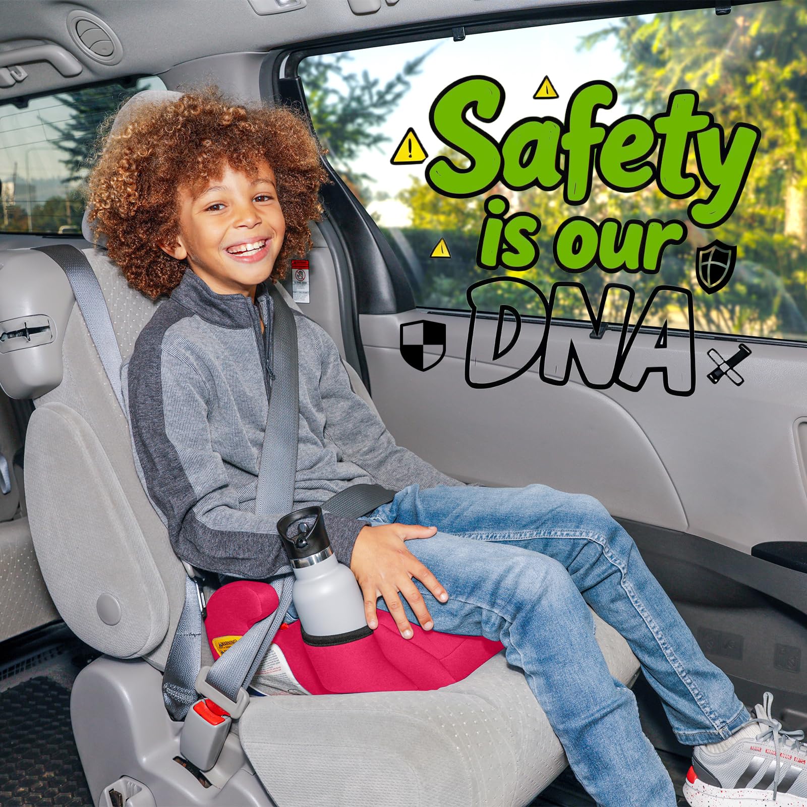 Diono Solana - Lot de 2 sièges auto rehausseurs sans loquet - Légers et lavables en machine - Porte-gobelets - Rose barbe à papa