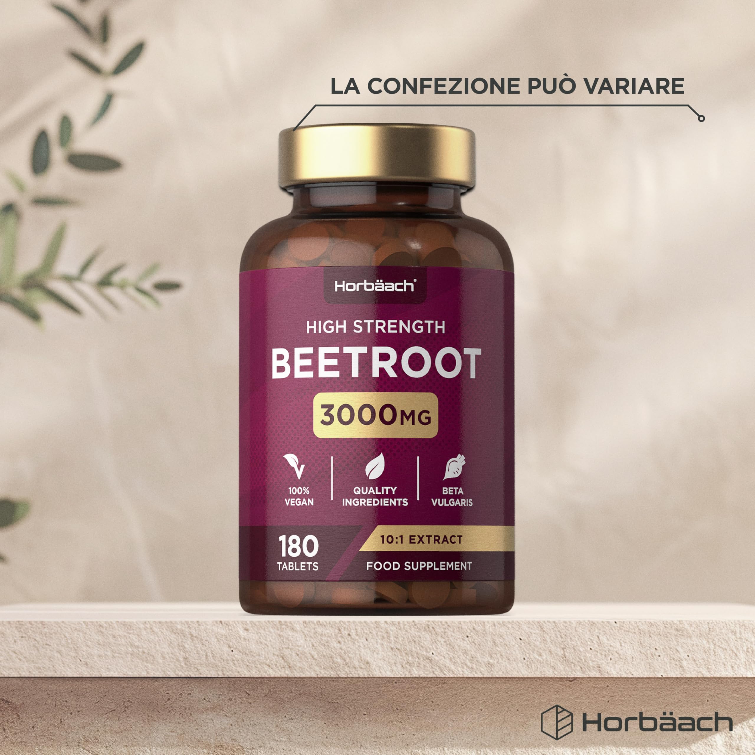 Barbabietola Rossa Compresse 3000mg | Beetroot Supplement | Booster Superfood di Ossido Nitrico | 180 Compresse Vegane | Horbaach