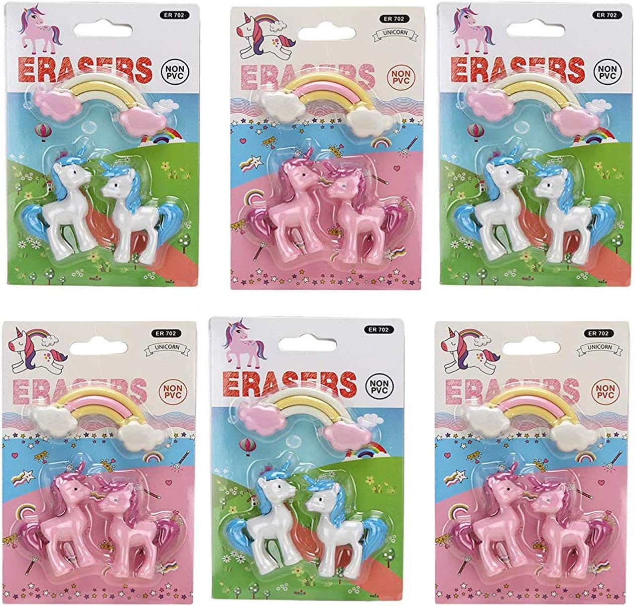Jiada Magical Unicorn Eraser Pack - Set of 6 Birthday Return Gift for Girls