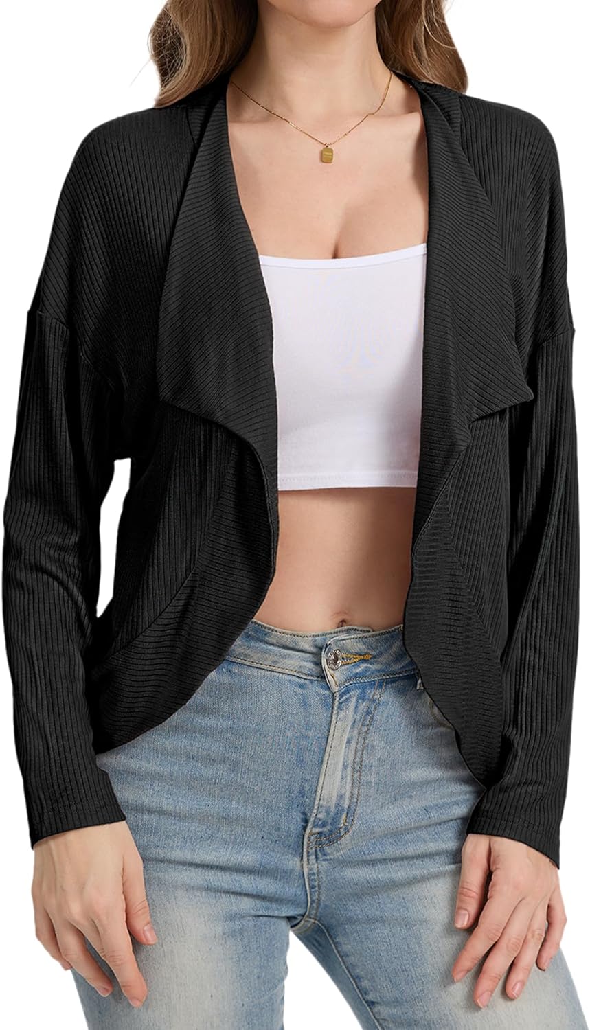 Women's Casual Cardigan Sweaters Open Front Knit Shrug for Women Cropped Lightweigh...